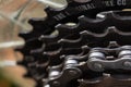 Dirty bicycle drivetrain. Gravel Bike Transmission in Mud Royalty Free Stock Photo