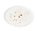 Dirty big plate over white isolated background Royalty Free Stock Photo