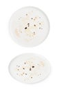 Dirty big plate over white isolated background Royalty Free Stock Photo