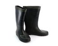 Dirty black rubber boots isolated on white background Royalty Free Stock Photo