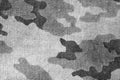 Dirty black and white old camouflage uniform pattern. Royalty Free Stock Photo
