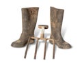 Dirty Boots and Gardening Fork Royalty Free Stock Photo