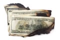 Dirty and burn dollars Royalty Free Stock Photo