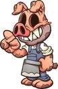 Dirty butcher pig wearing a mask and holding a kitchen knife.