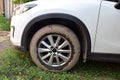 Dirty car wheel after off-road driving Royalty Free Stock Photo