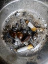 Dirty cigarette ashtray Royalty Free Stock Photo