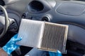 Replacing cabin pollen air filter for a car Royalty Free Stock Photo