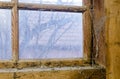 Dirty cobwebbed window