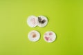 Dirty Cotton Pads, Makeup Removal, Used Cotton Disks after Makeup Cleansing, Removing Make Up Royalty Free Stock Photo