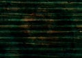 Dirty dark wooden surface with scratched and green messy parts in horizontal boards. Grunge wood Royalty Free Stock Photo