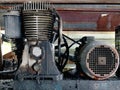 Dirty details of an old compressor Royalty Free Stock Photo
