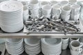 Dirty of dish and kitchenware waiting for wash Royalty Free Stock Photo