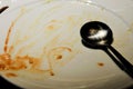 Dirty dish after meal, finished dinner Royalty Free Stock Photo