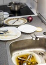 Dirty dishes in kitchen at ADHD person's home