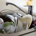 Dirty dishes and unwashed kitchen appliances filled the kitchen Royalty Free Stock Photo