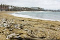 Dirty empty beach in Barcelona in winter