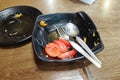 Dirty empty dish after tasty papaya salad Royalty Free Stock Photo
