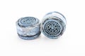 Dirty faucet aerator with limescale, calcified shower water tap with lime scale in bathroom, close up Royalty Free Stock Photo