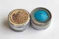 Dirty faucet aerator with limescale deposits in the front and back Royalty Free Stock Photo