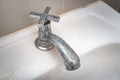 Dirty faucet with stain and limescale Royalty Free Stock Photo