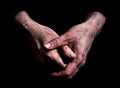 Dirty Folded Hands Royalty Free Stock Photo