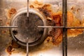 Dirty gas cooker, photo close-up