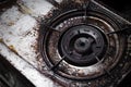 Dirty gas stove grunge with oil grease Royalty Free Stock Photo