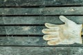 Dirty glove on wood