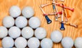 Dirty golf balls and tees Royalty Free Stock Photo