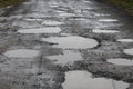 Dirty gravel road with puddles