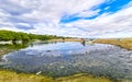 Dirty green polluted and garbage river in Puerto Escondido Mexico