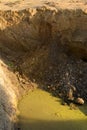 Dirty groundwater on excavation, new excavated excavation pit wi