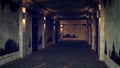 Dirty grungy old abandoned hotel hallway like scene from a horror movie. 3D illustration