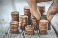 Dirty Hand Counting Coins Royalty Free Stock Photo