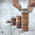 Dirty Hand Counting Coins Royalty Free Stock Photo