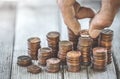 Dirty Hand Counting Coins Royalty Free Stock Photo