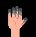 Dirty hand isolated. Fingers in mud. vector illustration