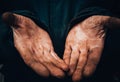 Dirty hands of a man, a working man, a man drained his hands while working, a poor man Royalty Free Stock Photo