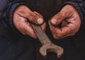 Dirty hands of a man, a working man, a man drained his hands while working, a poor man Royalty Free Stock Photo