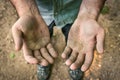 Dirty hands of a worker man