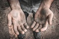 Dirty hands of a worker man