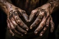 Dirty hands of workers. Generative AI