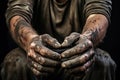 Dirty hands of workers. Generative AI