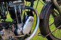 Dirty, historical and vintage ajs motorcycle in iceland Royalty Free Stock Photo