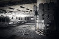 Dirty industrial interior of an abandoned factory building Royalty Free Stock Photo