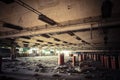 Dirty industrial interior of an abandoned factory building Royalty Free Stock Photo