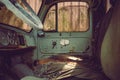 Dirty interior of an old abandoned truck Royalty Free Stock Photo