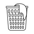 The dirty laundry basket icon. The outline of a basket with laundry hanging from it. Royalty Free Stock Photo