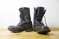 Dirty leather boots Royalty Free Stock Photo