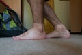 Dirty legs and clean foots after adventure run as outdoor sport